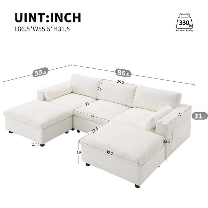 Merax 5 Seat U Shaped Sleeper Couch Set