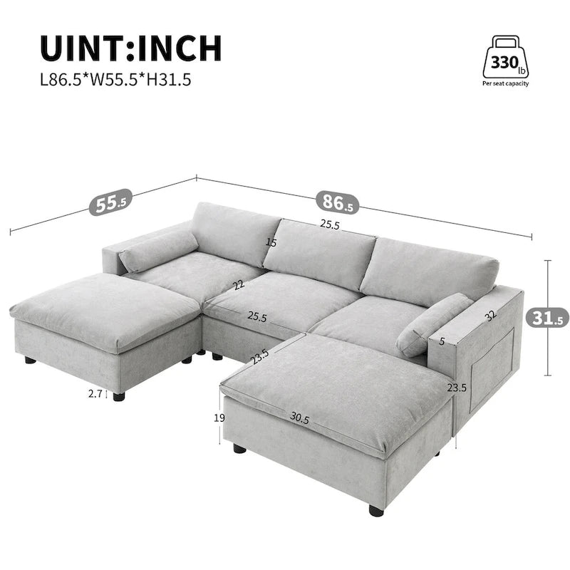 Merax 5 Seat U Shaped Sleeper Couch Set