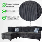 Roundhill Nexus Wide Wale Corduroy L-shape Sectional with Chaise