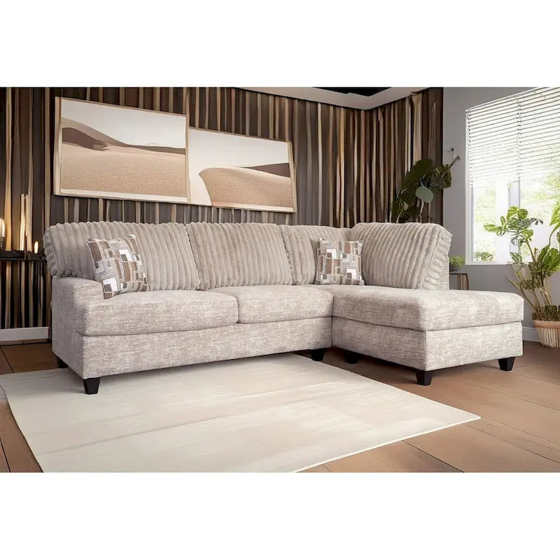 Roundhill Nexus Wide Wale Corduroy L-shape Sectional with Chaise