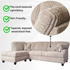 Roundhill Nexus Wide Wale Corduroy L-shape Sectional with Chaise