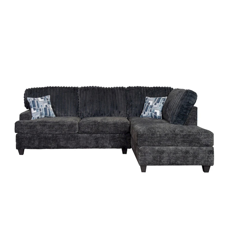 Roundhill Nexus Wide Wale Corduroy L-shape Sectional with Chaise