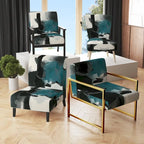 Designart Geometric Black And Teal IV Upholstered Abstract Accent Chair - Modern Arm Chair For Bedroom