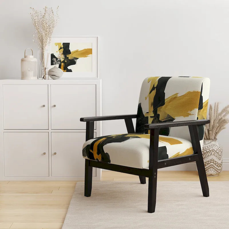 Designart Geometric Black And Teal IV Upholstered Abstract Accent Chair - Modern Arm Chair For Bedroom