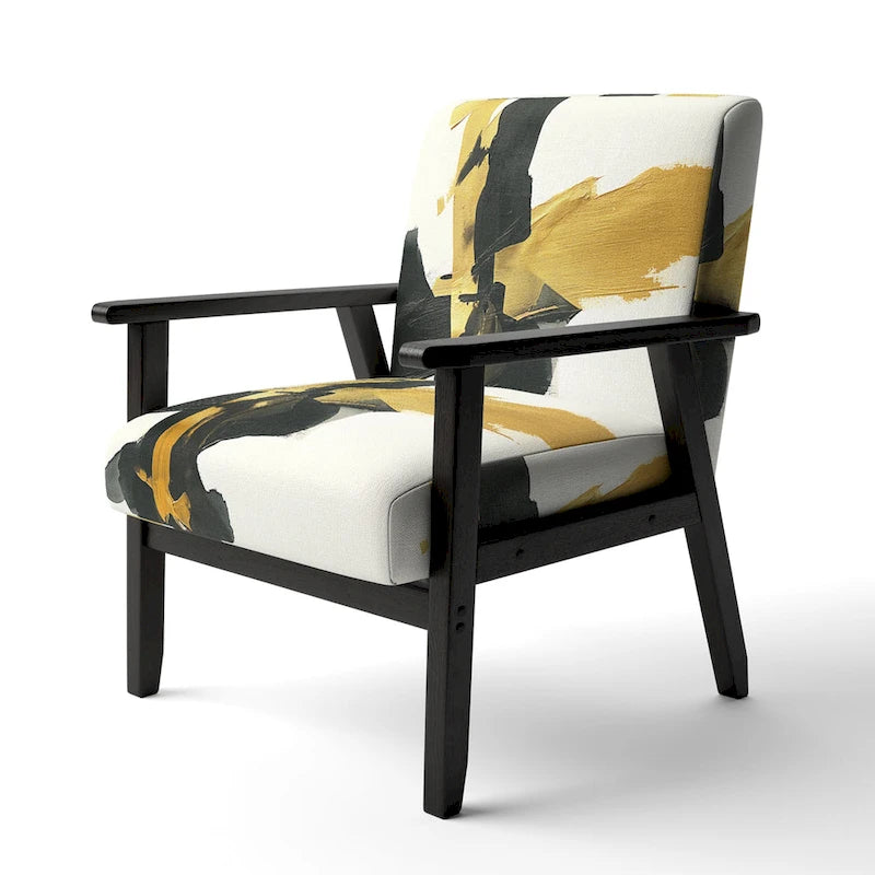 Designart Geometric Black And Teal IV Upholstered Abstract Accent Chair - Modern Arm Chair For Bedroom