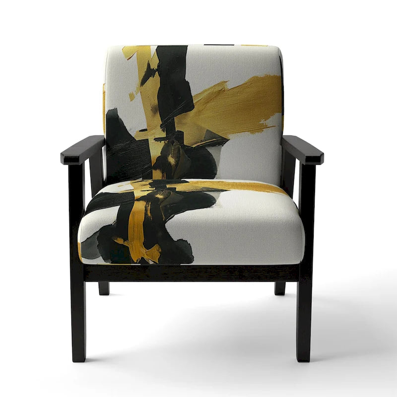 Designart Geometric Black And Teal IV Upholstered Abstract Accent Chair - Modern Arm Chair For Bedroom
