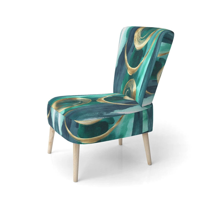 Designart Geometric Black And Teal IV Upholstered Abstract Accent Chair - Modern Arm Chair For Bedroom
