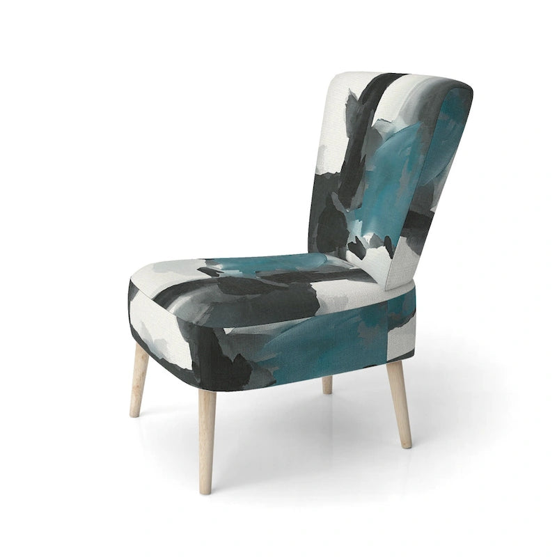 Designart Geometric Black And Teal IV Upholstered Abstract Accent Chair - Modern Arm Chair For Bedroom