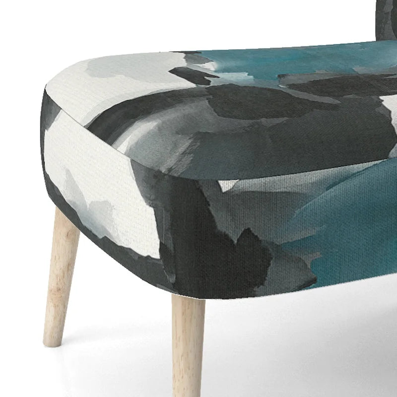 Designart Geometric Black And Teal IV Upholstered Abstract Accent Chair - Modern Arm Chair For Bedroom