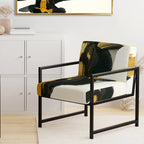 Designart Geometric Black And Teal IV Upholstered Abstract Accent Chair - Modern Arm Chair For Bedroom