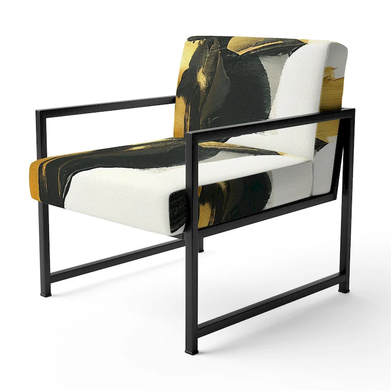 Designart Geometric Black And Teal IV Upholstered Abstract Accent Chair - Modern Arm Chair For Bedroom