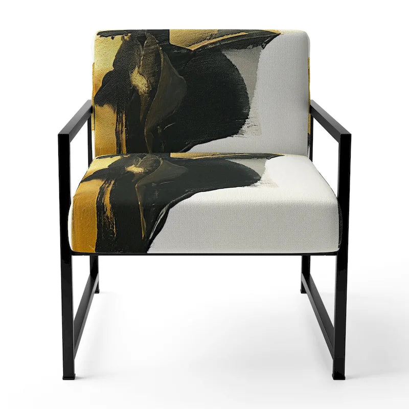 Designart Geometric Black And Teal IV Upholstered Abstract Accent Chair - Modern Arm Chair For Bedroom