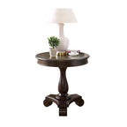 Round Wood Pedestal Side Table for Living Room, Espresso
