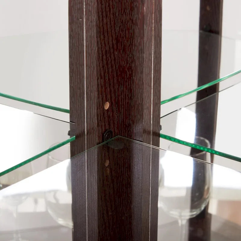 Corner Glass Cabinet Lighted Curio Cabinet Corner Display Case, Antique collection, Wine, Bar Glass Storage Light Included