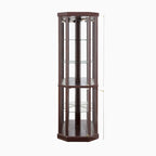 Corner Glass Cabinet Lighted Curio Cabinet Corner Display Case, Antique collection, Wine, Bar Glass Storage Light Included