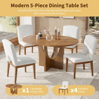 Modern 5-Piece Extendable Round Dining Table Set with 16.2inch Removable Leaf for Small Places