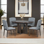 Modern 5-Piece Extendable Round Dining Table Set with 16.2inch Removable Leaf for Small Places