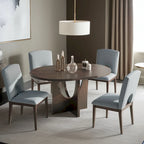 Modern 5-Piece Extendable Round Dining Table Set with 16.2inch Removable Leaf for Small Places